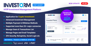 Investorm – Advanced HYIP Investment Management Platform Extended Licence + All Modules & Addons v1.5.0